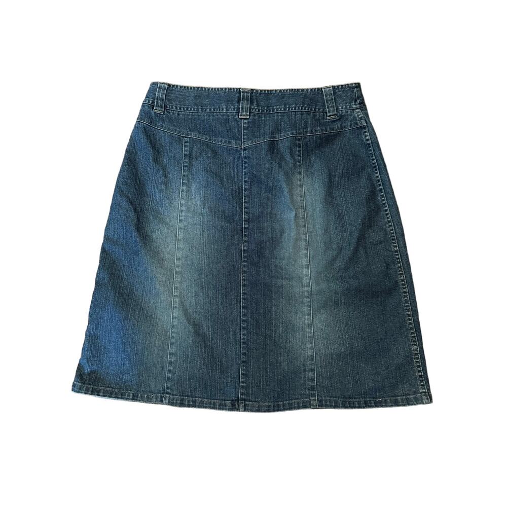 Vintage Bass Womens Knee Length Blue Jean Denim Skirt Size Small